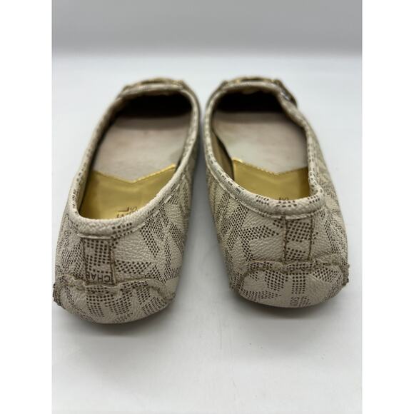 Michael Kors Women's MK Loafers Size 8.5 Cream Black Gold Slip On - Picture 5 of 9